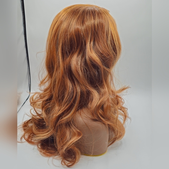 Uniwigs Ginger Spice Reddish Brown Highlighted Long Wavy Layered Lace Front Wig - Picture 9 of 11